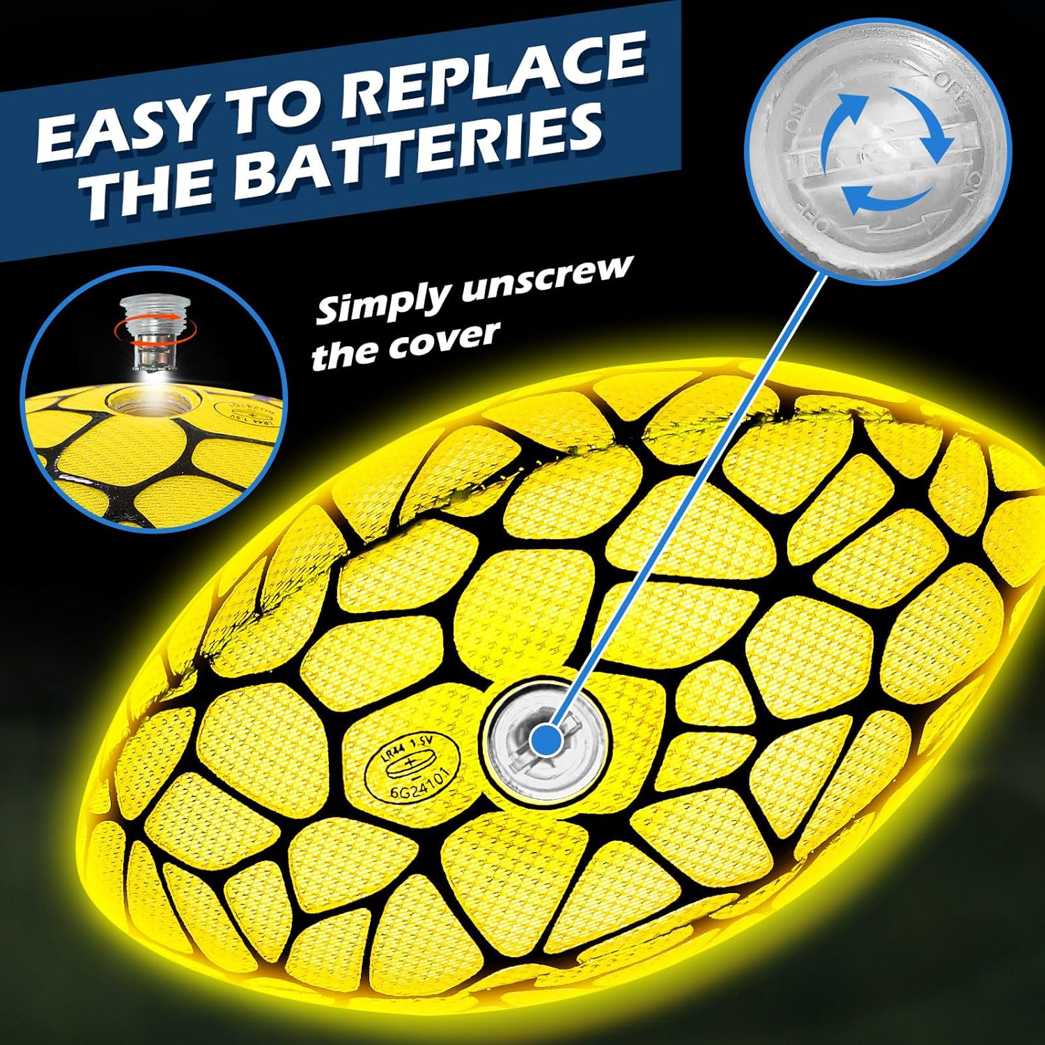 Jasonwell Glow in The Dark Football - Strong Grip Light Up Football Toy Stuff Sports Balls for Boys Kids Teenage Junior Youth Adult Outdoor Christmas Birthday Gifts for Age 6-8 8-12 13 + Year Old No.6 - Jasonwell