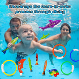 Jasonwell Pool Diving Toys Games - 42PCS Swimming Pool Toys with Dive Sticks and Rings Underwater Treasures Torpedo Bandits Fish Toys etc Fun Water Swim Toys for Boys Girls Adults Kids Teens - Jasonwell