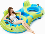 Jasonwell Inflatable River Tube Float - 2 Person Heavy Duty Pool Float With Removable Cooler, Lake Water Tubes for Floating, Raft Lounge Floatie With 2 Cup Holders for Adults