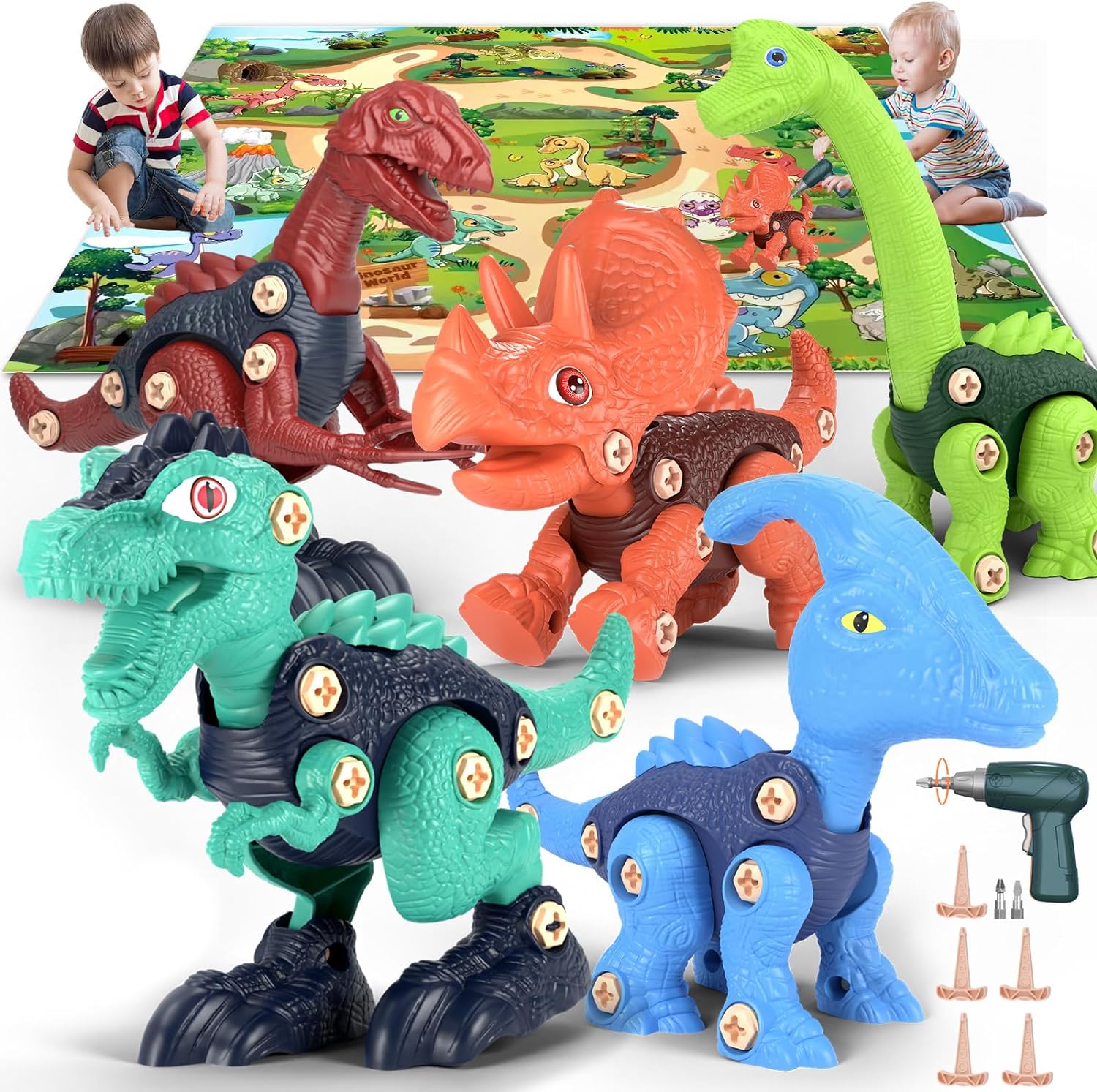 Jasonwell Kids Building Dinosaur Toys - Boys STEM Take Apart Construction Set Educational Dino Kit Play Set Easter Party Favors Christmas Birthday Gifts for Toddler Girls Age 3 4 5 6 7 8 + Year Old - Jasonwell