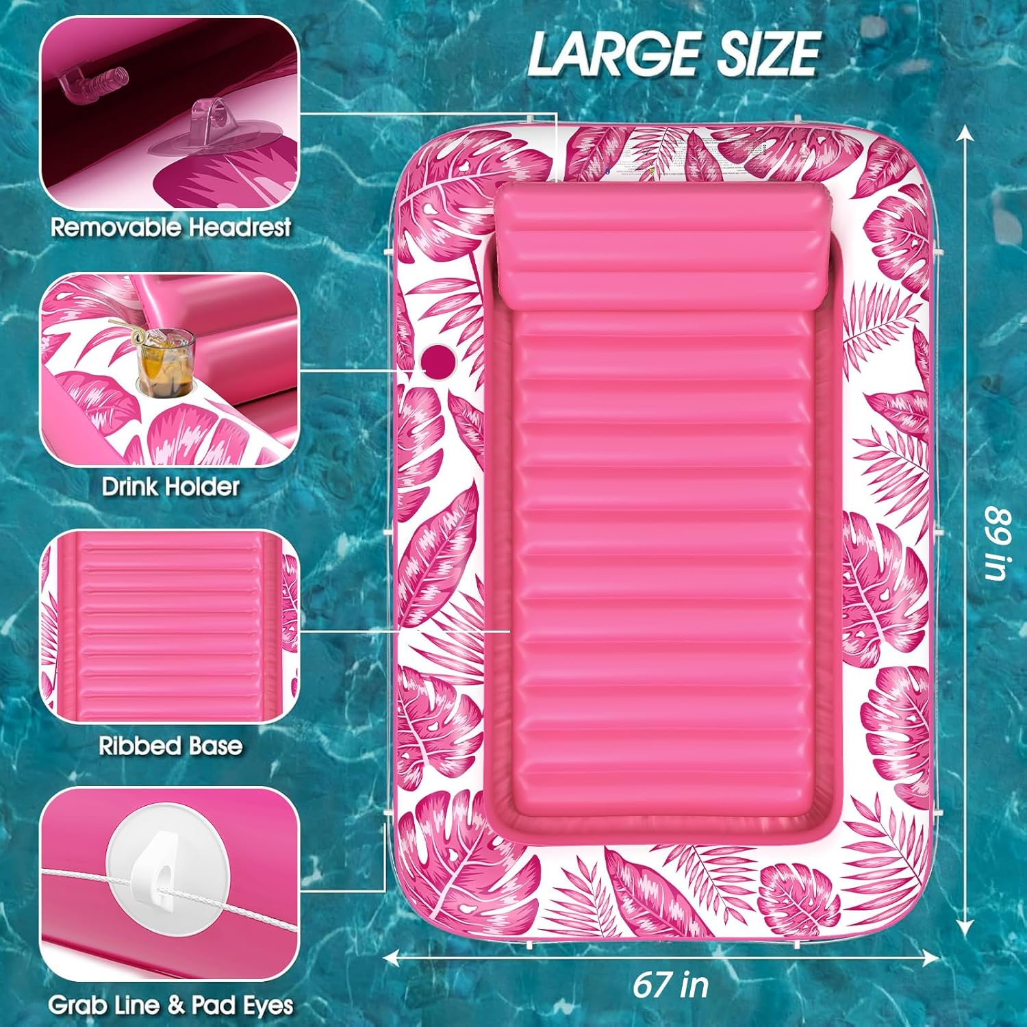 Inflatable Tanning Pool Lounger Float - Jasonwell 4 in 1 Sun Tan Tub Sunbathing Pool Lounge Raft Floatie Toys Water Filled Tanning Bed Mat Pad for Adult Blow Up Kiddie Pool Kids Ball Pit Pool (TR-XXL) - Jasonwell