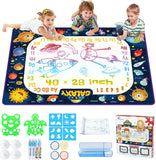 Jasonwell Aqua Water Doodle Mat - 40 x 28 Inches Extra Large Magic Drawing Doodling Mat Coloring Mat Educational Toys Gifts for Kids Toddlers Boys Girls Age 2 3 4 5 6 7 8 Year Old (Galaxy) - Jasonwell