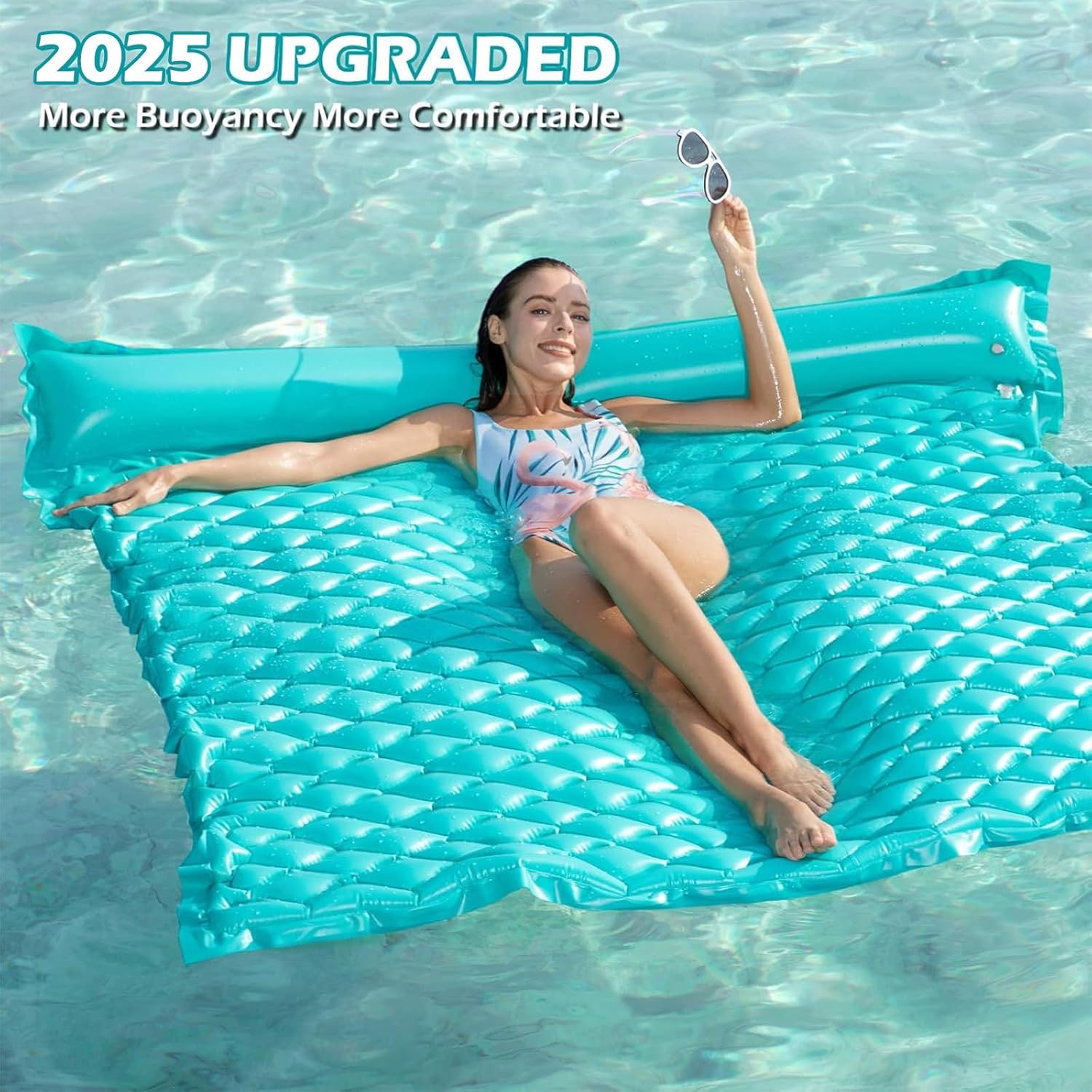Jasonwell Giant Inflatable Floating Mat - Pool Float Lake Float Raft Lounge Floating Water Mat for Swimming Pool Floatie Lounger Beach Pool Party Toy Adults (Green-XL) - Jasonwell