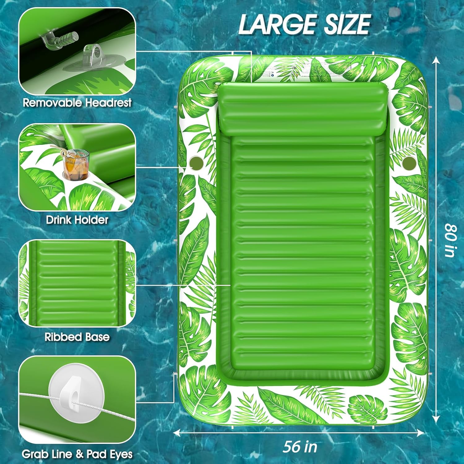 Inflatable Tanning Pool Lounger Float - Jasonwell 4 in 1 Sun Tan Tub Sunbathing Pool Lounge Raft Floatie Toys Water Filled Tanning Bed Mat Pad for Adult Blow Up Kiddie Pool Kids Ball Pit Pool (TG-XL) - Jasonwell