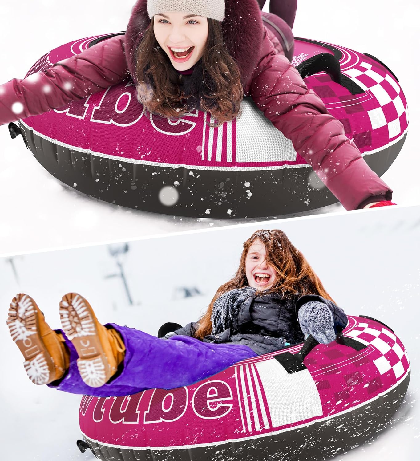 Jasonwell Inflatable Snow Tube Sled - Heavy Duty Snow Tubes for Sledding with Premium Canvas Cover for Kids Adults Snow Toy Fun Winter Outdoor Toys Christmas Birthday Gift for Boys Girls Children - Jasonwell