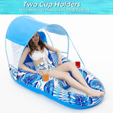 Jasonwell Pool Floats with Canopy - Inflatable Pool Float Adult Lounger Floaties Raft Floating Chair for Swimming Pool Lake Water Lounge Float with Cup Holders Beach Pool Party Toys for Adults - Jasonwell