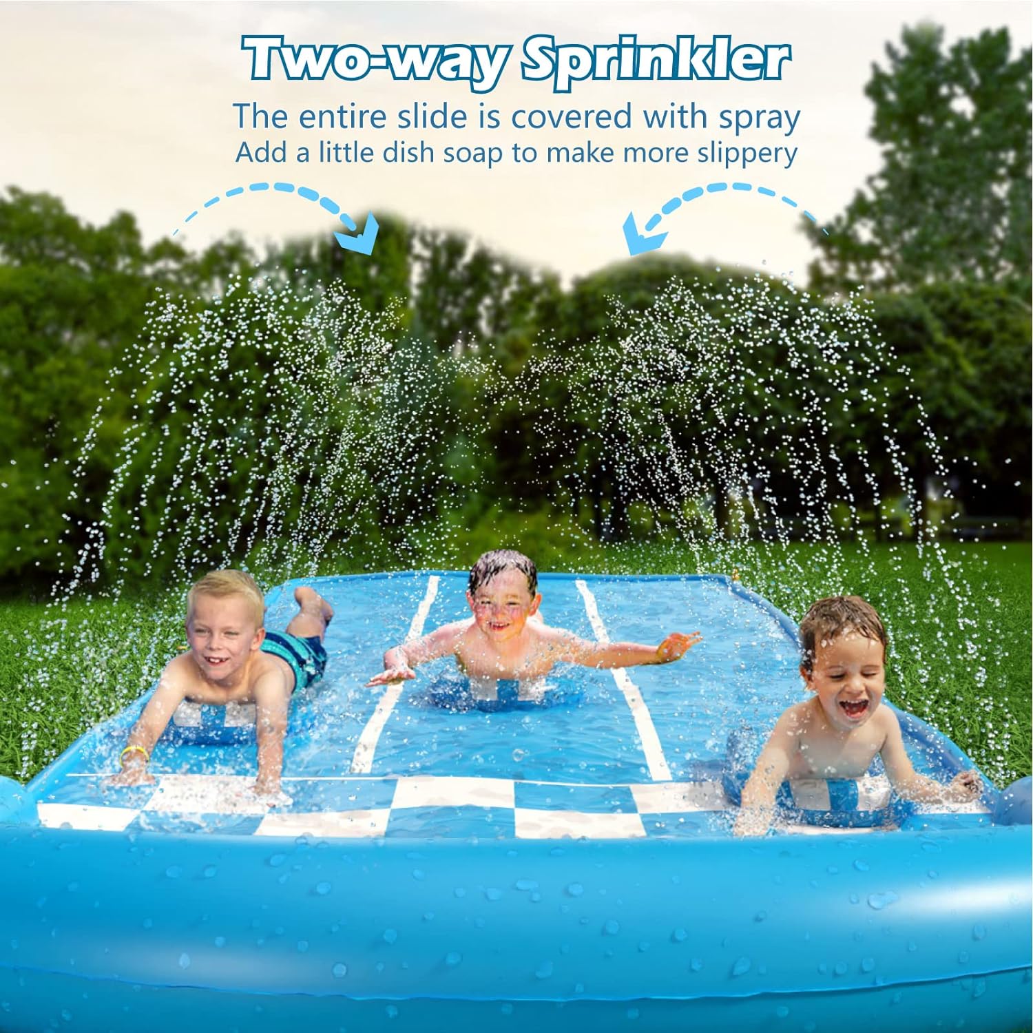Jasonwell Slip and Slide Lawn Toy - Lawn Water Slides Summer Slip Waterslide for Kids Adults 20ft Extra Long with Sprinkler N 3 Bodyboards Backyard Games Outdoor Splash Water Toys Outside Play Park - Jasonwell