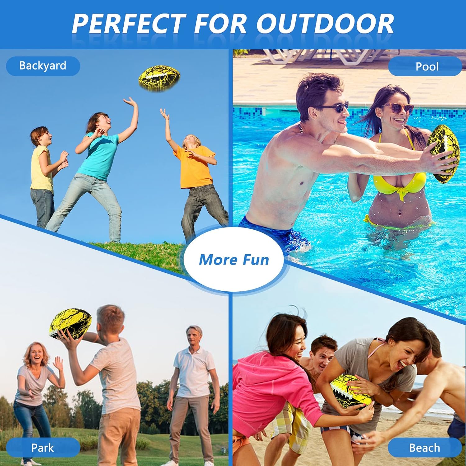 Jasonwell Pool Beach Water Football - Waterproof Football Strong Grip Fun Water Toys Games for Swimming Pool Beach Lake Park Backyard Outdoor Play for Kids Children Teens Adults Family - Jasonwell