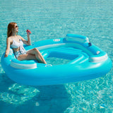 Jasonwell Floating Island Pool Float - Inflatable 4-Person Swimming Pool Lounger Raft River Lake Floaties Relaxation Water Floats with Cupholders Big Multi Person Tropical Party Toys for Adults Kids