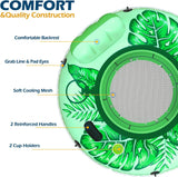 Jasonwell Inflatable River Tube Float - Heavy Duty River Float Pool Floats Lake Premium Water Tubes for Floating Recreational River Raft Lounge Floaties with 2 Cup Holders for Adult (Green-L)