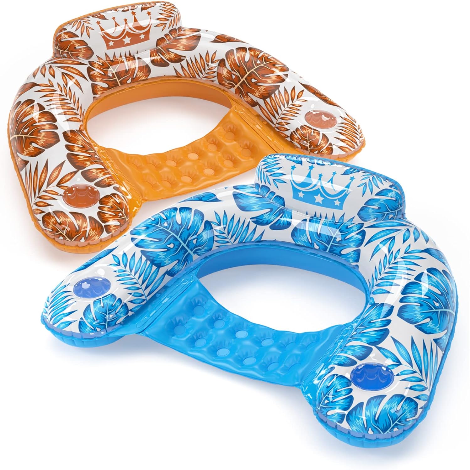 Jasonwell Inflatable Pool Float Chair - 2 Pack Floating Pool Chair Lounge Floats for Swimming Pool Water Chair Pool Lounger with Cup Holder Toy Party Floaties for Adults XL - Jasonwell