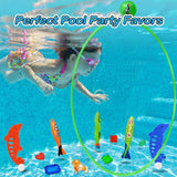 Jasonwell Pool Rings Diving Toys - 28PCS Swimming Thru Pool Diving Game Toys with Dive Rings Underwater Treasures Torpedo Bandits Fish Toys etc Fun Water Swim Toys for Boys Girls Kids Teens Adults 3C - Jasonwell