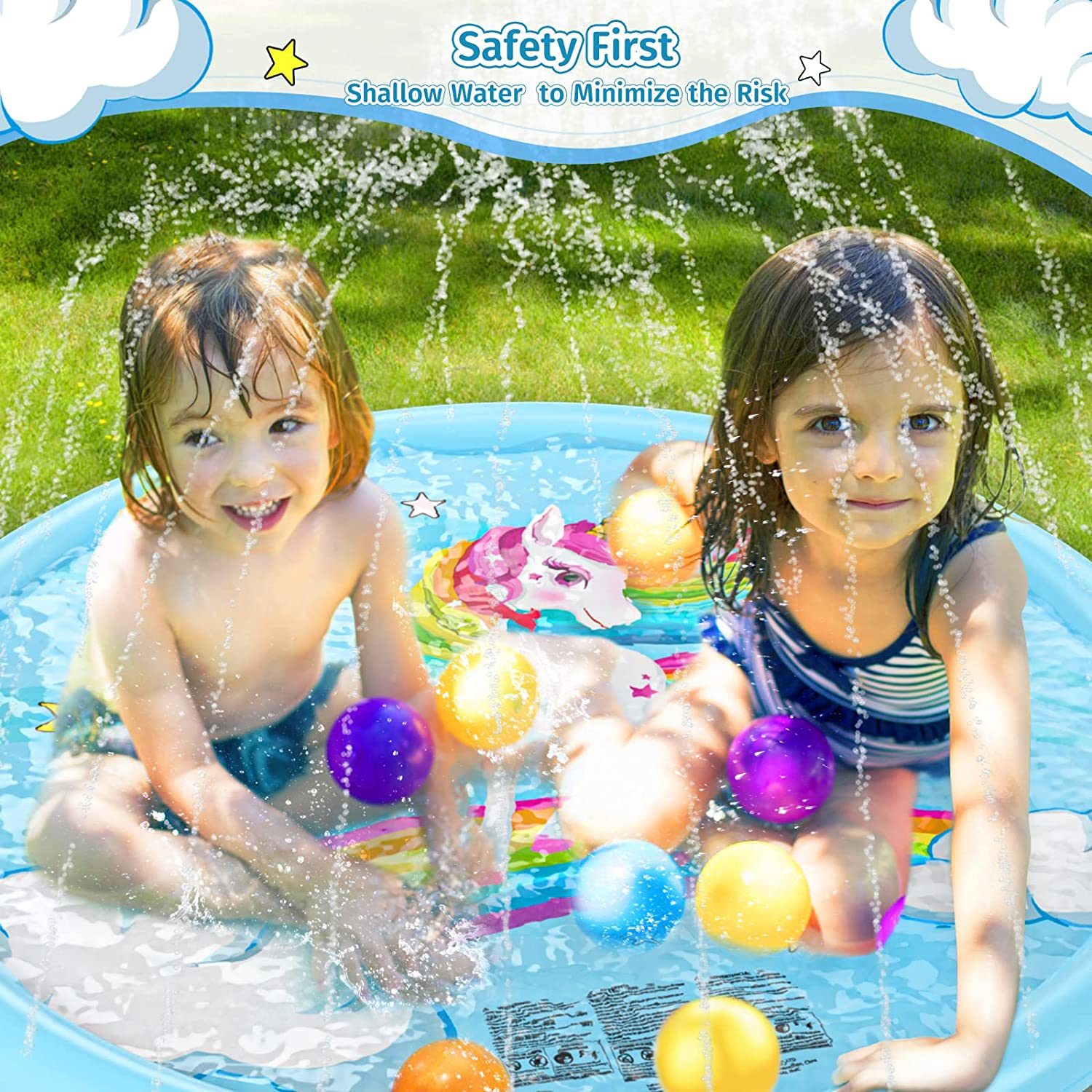 Jasonwell Splash Pad Sprinkler for Kids Splash Play Mat Outdoor Water Toys Inflatable Splash Pad Baby Toddler Pool Boys Girls Children Outside Backyard Dog Sprinkler Pool Age 1 2 3 4 5 6 7 8 9 (68'') - Jasonwell