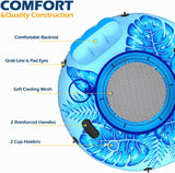 Jasonwell Inflatable River Tube Float - Heavy Duty River Float Pool Floats Lake Premium Water Tubes for Floating Recreational River Raft Lounge Floaties with 2 Cup Holders for Adult (Azure-L)