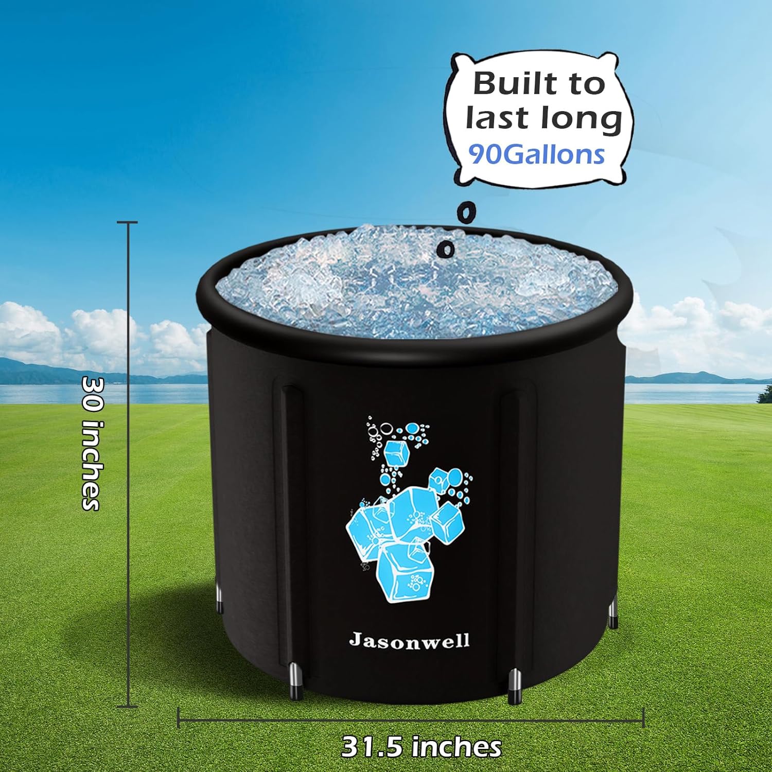 Jasonwell Ice Bath Tub for Athletes - Heavy Duty Cold Water Therapy Plunge Tub Ice Pod for Recovery Portable Ice Barrel Plunge Pool for Outdoor Inflatable Hot Tub Bathtub at Home for Adults 90 gal - Jasonwell