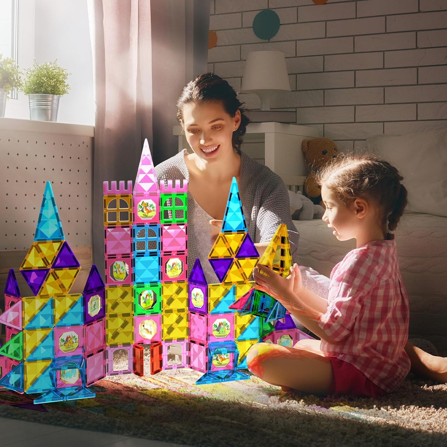 Jasonwell Magnetic Tiles Building Blocks Set for Boys Girls Preschool Educational Magnet Construction Kit Stacking STEM Toys Christmas Birthday Gifts for Kids Toddlers 3 4 5 6 7 8 9 10 + Year Old - Jasonwell