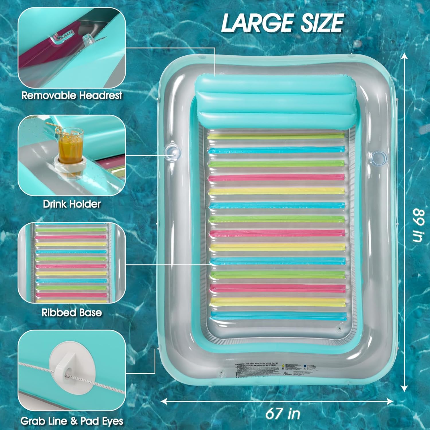 Inflatable Tanning Pool Lounger Float - Jasonwell 4 in 1 Sun Tan Tub Sunbathing Pool Lounge Raft Floatie Toys Water Filled Tanning Bed Mat Pad for Adult Blow Up Kiddie Pool Kids Ball Pit Pool TM - Jasonwell