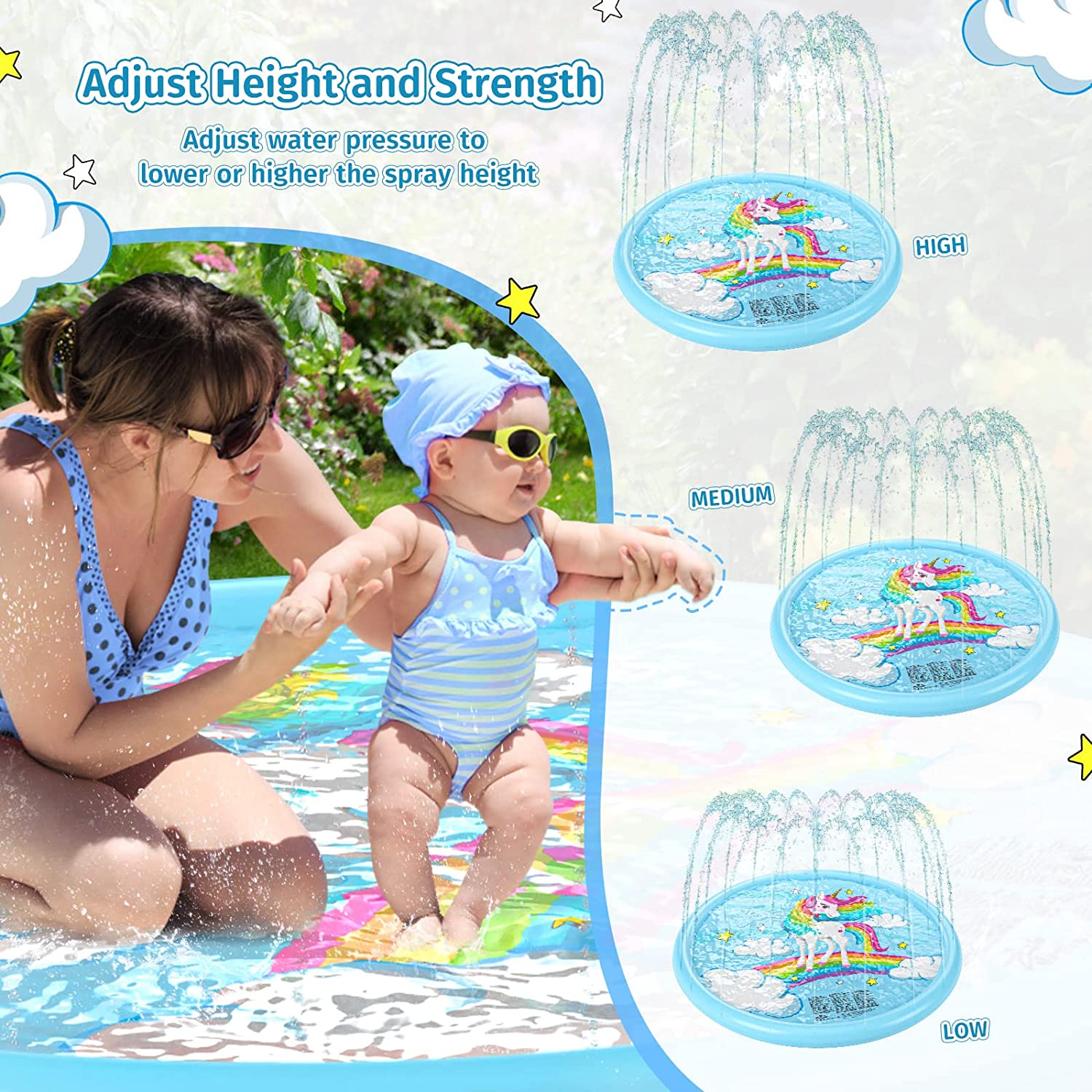Jasonwell Splash Pad Sprinkler for Kids Splash Play Mat Outdoor Water Toys Inflatable Splash Pad Baby Toddler Pool Boys Girls Children Outside Backyard Dog Sprinkler Pool Age 1 2 3 4 5 6 7 8 9 (68'') - Jasonwell