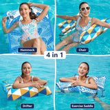 Jasonwell Water Hammock Pool Floats - 2PACK Fabric Inflatable Pool Hammock Float Floaties 4 in 1 (Saddle Lounge Chair Drifter) Lake Beach Floating Loungers Swimming Pool Rafts Toys for Adults (T&T) - Jasonwell