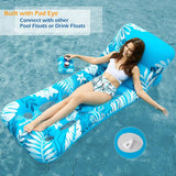 Jasonwell Inflatable Pool Float Adult - Pool Floaties Lounger Floats Floating Chair Raft with Adjustable Backrest Cup Holders Water Floaty Lake Lounge Tanning Floats Beach Party Toys for Adults (Blue)