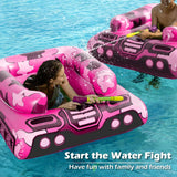 Inflatable Tank Pool Floats Adults - Jasonwell Kids Pool Floaties Swimming Pool Tank with Water Cannon Gun Swim Floaty Rafts Lake Beach Party Pool Toys for Boys Girls Kids Adults (Rose-L) - Jasonwell