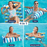 Jasonwell Water Hammock Pool Floats - 2PACK Fabric Inflatable Pool Hammock Float Floaties 4 in 1 (Saddle Lounge Chair Drifter) Lake Beach Floating Loungers Swimming Pool Rafts Toys for Adults (TriC) - Jasonwell
