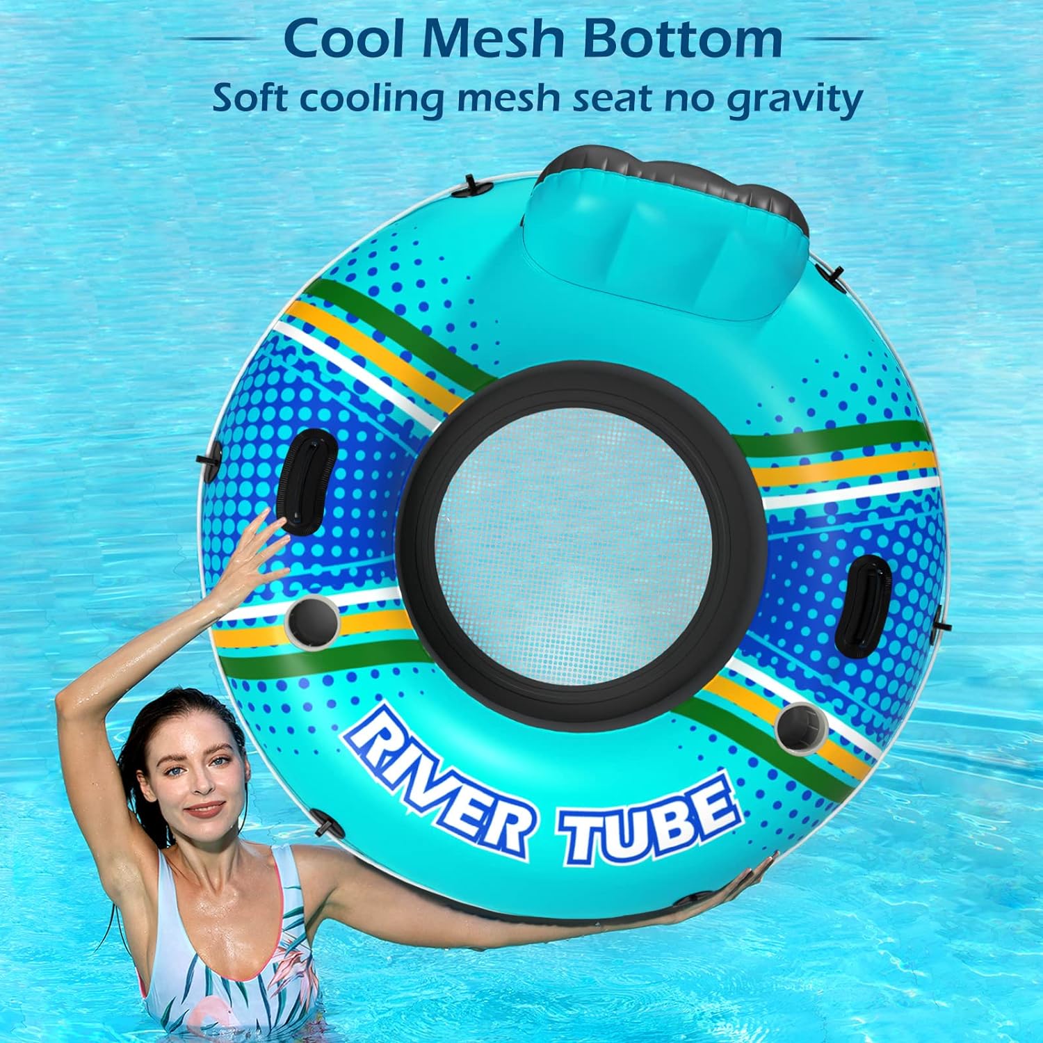 Jasonwell Inflatable River Tube Float - Heavy Duty River Float Pool Floats Lake Premium Water Tubes for Floating Recreational River Raft Lounge Floaties with 2 Cup Holders for Adult - Jasonwell