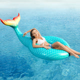 Jasonwell Giant Inflatable Mermaid Tail Pool Float with Fast Valves Pool Floaties Tube Summer Beach Ster Fwimming Pool Party Lounge Raft Waloaty Decorations Toys for Adults Kids Green L - Jasonwell