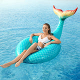 Jasonwell Giant Inflatable Mermaid Tail Pool Float with Fast Valves Pool Floaties Tube Summer Beach Ster Fwimming Pool Party Lounge Raft Waloaty Decorations Toys for Adults Kids Green L - Jasonwell