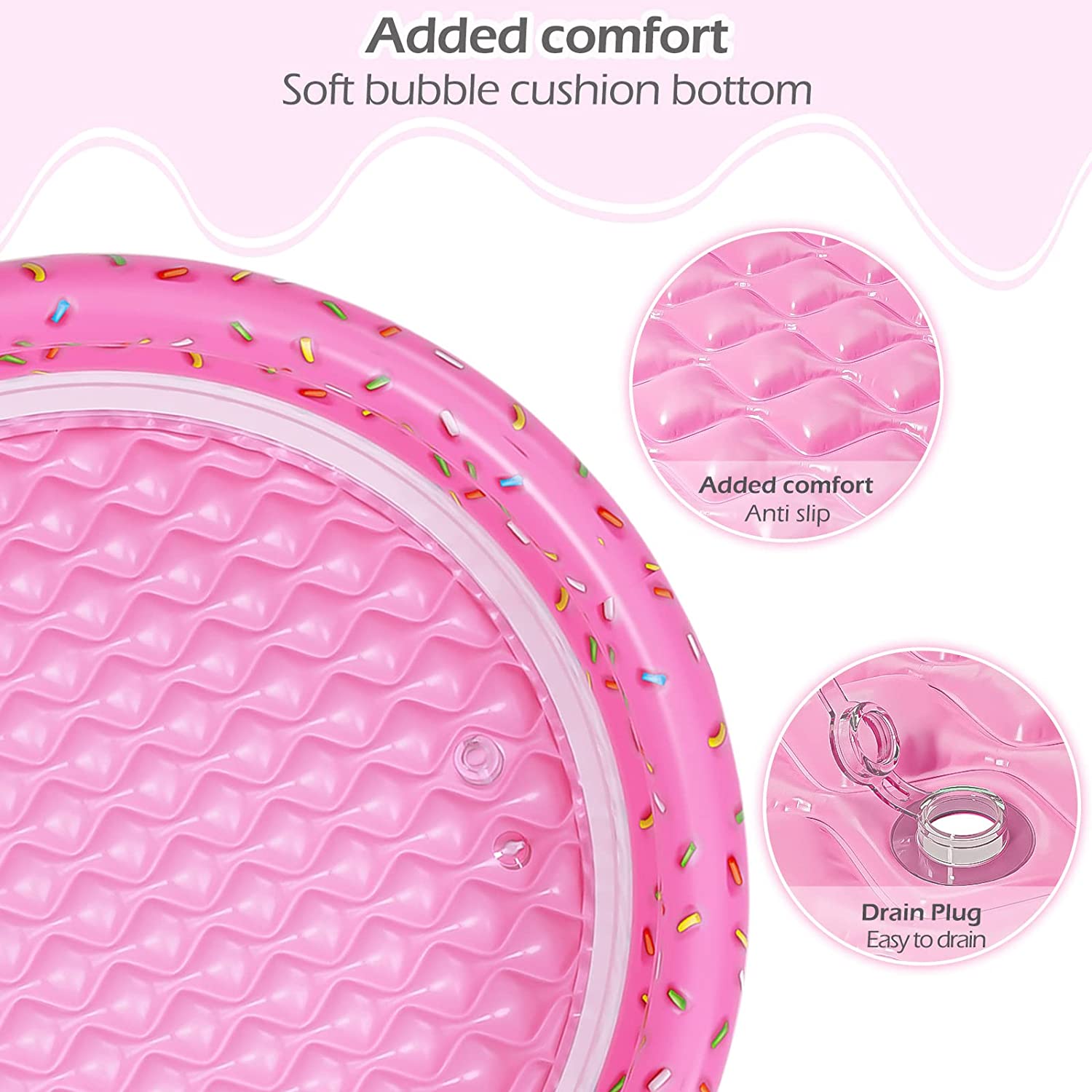 Donuts Inflatable Baby Kiddie Pool Wading Pool for Backyard (Pink) - Jasonwell