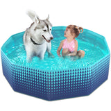 Jasonwell Foldable Dog Kiddie Pool - Hard Plastic Kids Paddling Pool Toddler Baby Swimming Pool for Backyard Collapsible Whelping Box Pet Doggie Cats Wading Pool Bathtub Puppy Large Dogs 48In