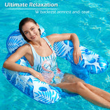 Jasonwell Inflatable Pool Float Chair - Pool Floaties Floating Pool Chair Lounge Floats for Swimming Pool Water Chair Pool Lounger with Cup Holder Pool Toy Party Floaty Adults
