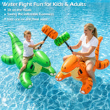 Jasonwell Pool Games Toys Floats - Inflatable Dinosaur Pool Floats with Blow Up Toy Hammers Ride on Pool Floaties for Kids Teens Adults Lounge Rafts Summer Lake Beach Party Decorations (GN.&Org. XL) - Jasonwell