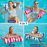 Jasonwell Pool Floats Adult Games - 2 Pack Fabric Inflatable Pool Floaties Water Hammock Chair w Floating Table Waterproof Playing Cards Party Game Toys Lake Lounger Raft Pool Hammock Float Floaty GR - Jasonwell