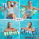 Jasonwell Inflatable Pool Floats Adult - 2 pack Fabric Pool Hammock Floaties Water Hammock Lake Beach Floating Lounger Chair Swimming Pool Float Party Floaty Toys Fun for Adults Heavy Duty (BU&GN) - Jasonwell