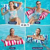 Jasonwell Inflatable Pool Floats Adult - 2 pack Fabric Pool Hammock Floaties Water Hammock Lake Beach Floating Lounger Chair Swimming Pool Float Party Floaty Toys Fun for Adults Heavy Duty (BU&ROSE) - Jasonwell