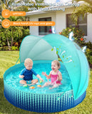 Jasonwell Kiddie Baby Pool with Canopy - Foldable Infant Toddler Kids Pool with Shade Baby Beach Essentials Tent Swimming Wading Pools for Toddlers 1-3 + Kids Dogs Ball Pit Backyard Water Play G, 40" 48" 63" 79" - Jasonwell