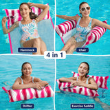 Jasonwell Inflatable Pool Floats Adult - Fabric Pool Hammock Floaties Water Hammock Lake Beach Floating Lounger Chair Swimming Pool Noodles Mesh Party Floaty Toys Fun for Adults Heavy Duty (ROSE) - Jasonwell