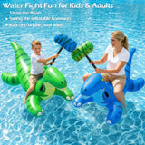 Jasonwell Pool Games Toys Floats - Inflatable Dinosaur Pool Floats with Blow Up Toy Hammers Ride on Pool Floaties for Kids Teens Adults Lounge Rafts Summer Lake Beach Party Decorations (GN&BU, XL) - Jasonwell