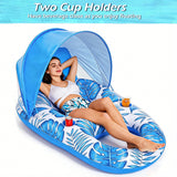 Jasonwell Pool Floats with Canopy - Inflatable Pool Float Adult Lounger Floaties Raft Floating Chair for Swimming Pool Lake Water Lounge Float with Cup Holders Beach Pool Party Toys for Adults - Jasonwell