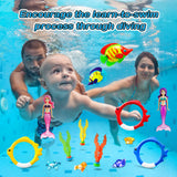 Jasonwell Pool Diving Toys Games - 20PCS Swimming Pool Toys with Dive Mermaids Rings Gems Beach Ball Underwater Treasures Seaweeds Fish Toy etc Water Bath Swim Toy Training Gifts for Kids Adult - Jasonwell