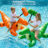 Jasonwell Pool Games Toys Floats - Inflatable Dinosaur Pool Floats with Blow Up Toy Hammers Ride on Pool Floaties for Kids Teens Adults Lounge Rafts Summer Lake Beach Party Decorations (GN.&Org. XL) - Jasonwell