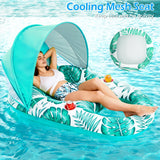 Jasonwell Pool Floats with Canopy - Inflatable Pool Float Adult Lounger Floaties Raft Floating Chair for Swimming Pool Lake Water Lounge Float with Cup Holders Beach Pool Party Toys for Adults - Jasonwell