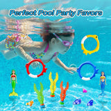 Jasonwell Pool Diving Toys Games - 32PCS Swimming Pool Toys with Dive Mermaids Rings Gems Beach Ball Underwater Treasures Torpedo Bandits Fish Toy etc Water Bath Swim Toy Training Gifts for Kids Adult - Jasonwell