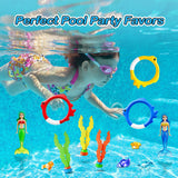 Jasonwell Pool Diving Toys Games - 20PCS Swimming Pool Toys with Dive Mermaids Rings Gems Beach Ball Underwater Treasures Seaweeds Fish Toy etc Water Bath Swim Toy Training Gifts for Kids Adult - Jasonwell