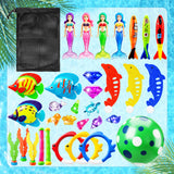 Jasonwell Pool Diving Toys Games - 32PCS Swimming Pool Toys with Dive Mermaids Rings Gems Beach Ball Underwater Treasures Torpedo Bandits Fish Toy etc Water Bath Swim Toy Training Gifts for Kids Adult - Jasonwell
