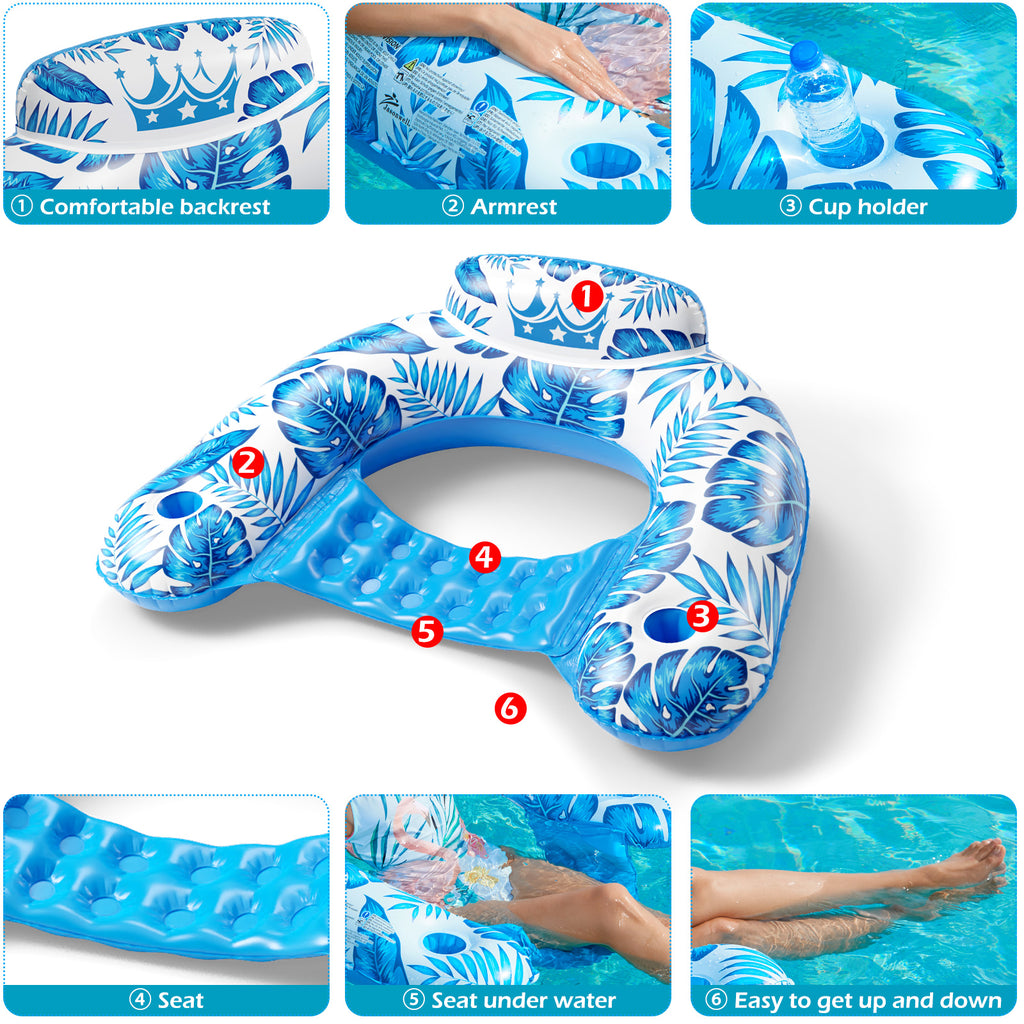 Jasonwell Inflatable Pool Float Chair - Pool Floaties Floating Pool Ch