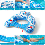 Jasonwell Inflatable Pool Float Chair - Pool Floaties Floating Pool Chair Lounge Floats for Swimming Pool Water Chair Pool Lounger with Cup Holder Pool Toy Party Floaty Adults