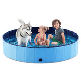 Jasonwell Foldable Dog Pet Bath Pool Collapsible Dog Pet Pool Bathing Tub Kiddie Pool Doggie Wading Pool for Puppy Small Medium Large Dogs Cats and Kids 63" Blue