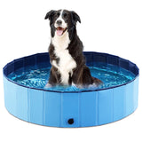 Jasonwell Foldable Dog Pool Collapsible Hard Plastic Dog Swimming Pool Portable Kiddie Pool Pet Pool Doggie Wading Pool Bath Tub for Puppy Small Medium Large Dogs Cats and Kids 32" PP Blue